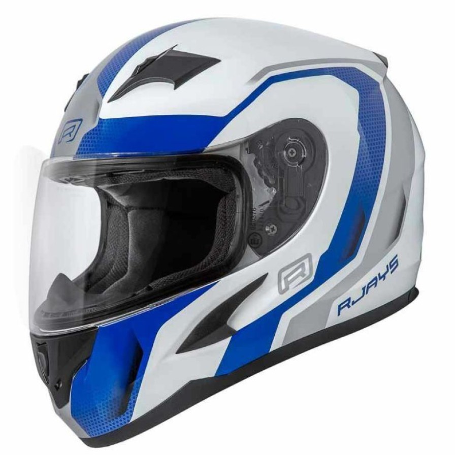 Full-Face * | Discount Rjays Grid White Blue Helmet White/Blue