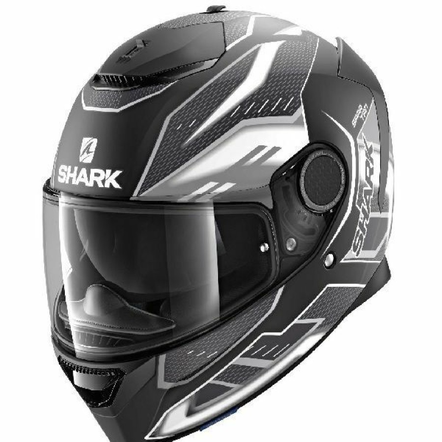 Full-Face * | Deals Shark Spartan Antheon Matte Black White Helmet White Small Adult