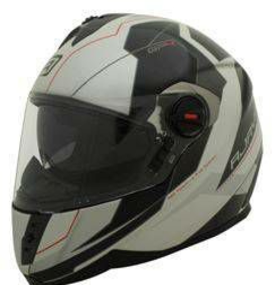 Full-Face * | Promo Rjays Gp-4 Racer (With Tss) Gloss Pearl White Black Red Helmet Red Large Adult Pearl White/Black/Red