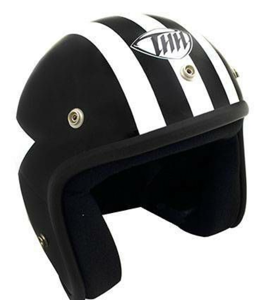 Open-Face * | Wholesale Thh T-380 Black White Graphic Helmet