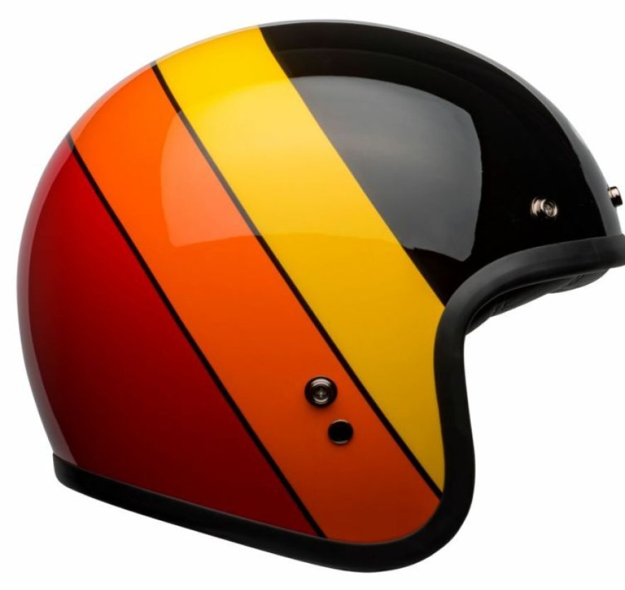 Open-Face * | Best Pirce Bell Custom 500 Riff Black Yellow Orange Red Helmet Black/Yellow/Orange/Red