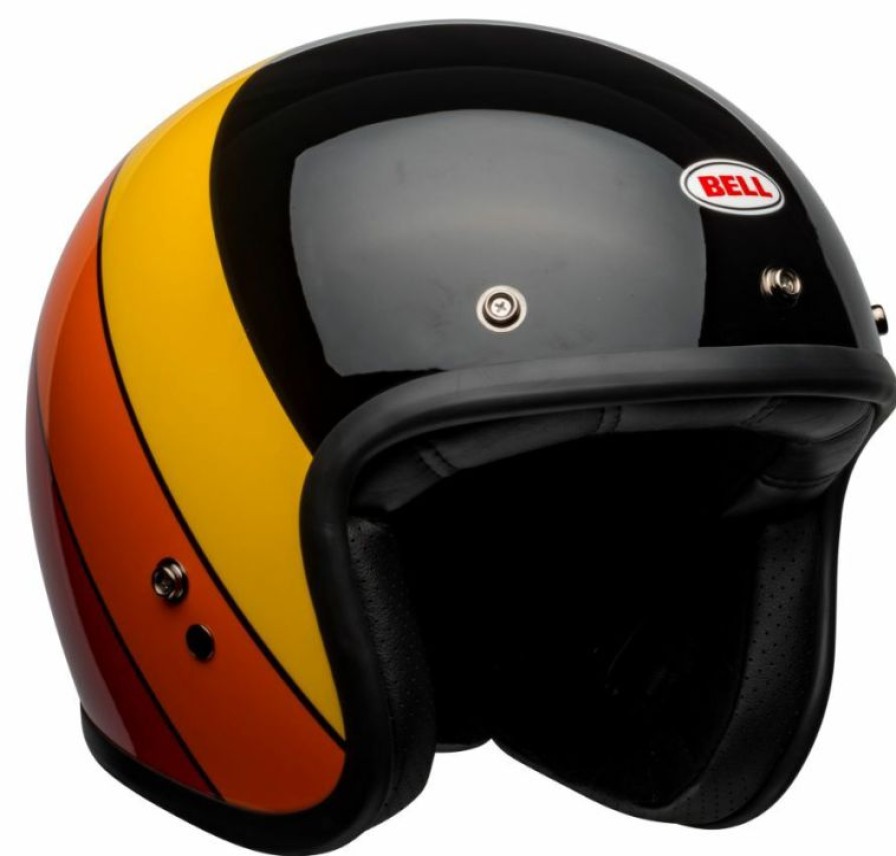 Open-Face * | Best Pirce Bell Custom 500 Riff Black Yellow Orange Red Helmet Black/Yellow/Orange/Red