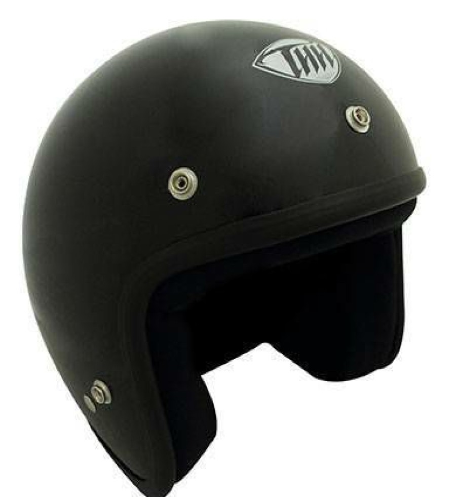 Open-Face * | Best Pirce Thh T-380 Plain Matte Black Helmet With Studs