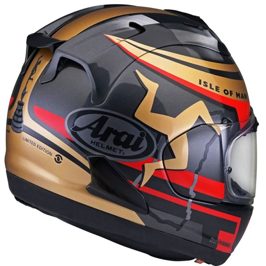 Full-Face * | Wholesale Arai Rx-7V Isle Of Man Tt Series Limited Edition Red Small Adult Black/Gold/Red